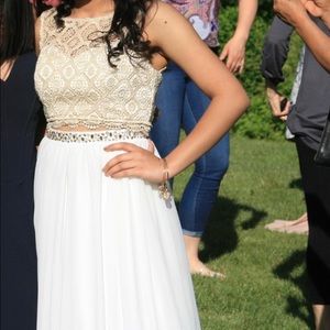 Gold & White Two-Piece Prom Dress !!